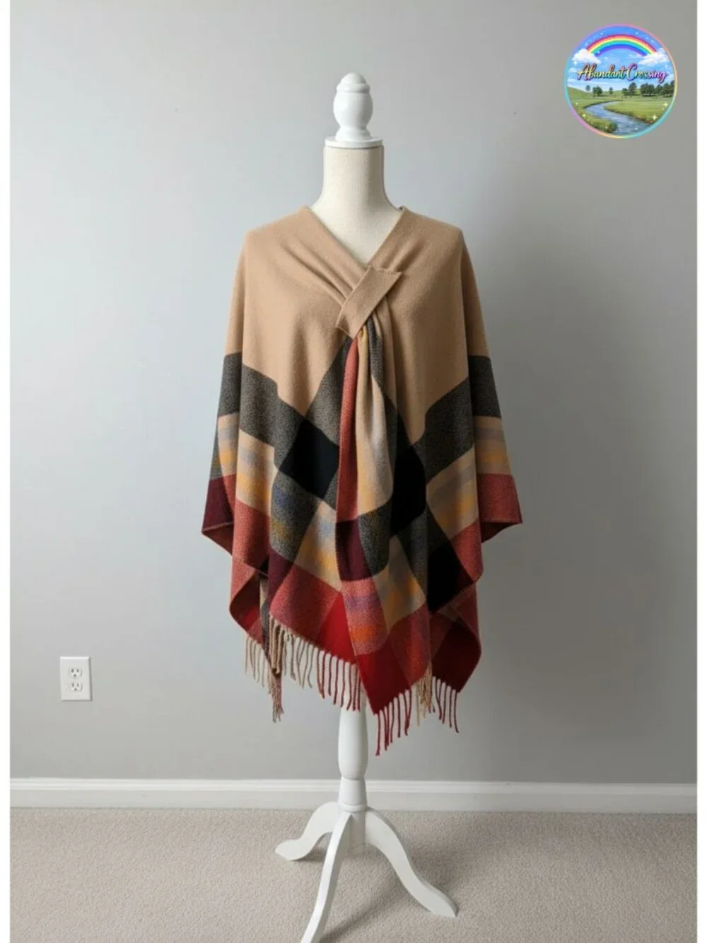 Elegant Reversible Shawl Wrap Open Front Poncho Cape Cardigan for Travel Gift